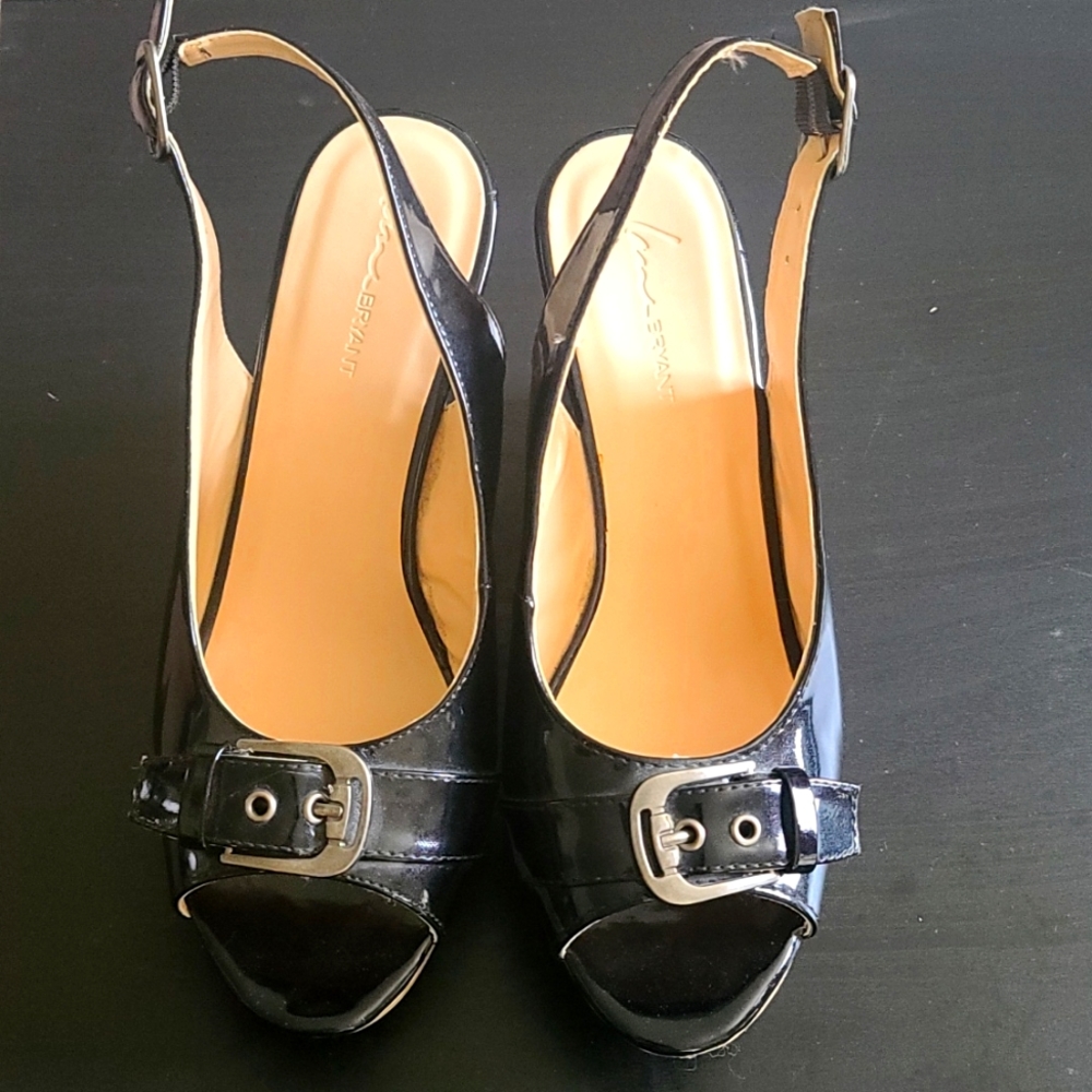 Lane Bryant black cork wedges, size 9W.